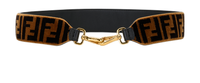 Fendi Zucca Bag Strap, &pound;350, Accessories, Black/Brown, Leather/Velvet, Front view